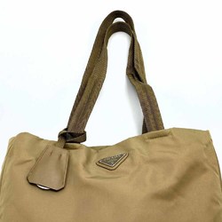 Prada Tote Bag Handbag Beige Nylon Women's Triangle PRADA