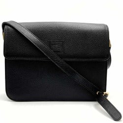 Burberrys Shoulder Bag Check Lining Black Leather Women's