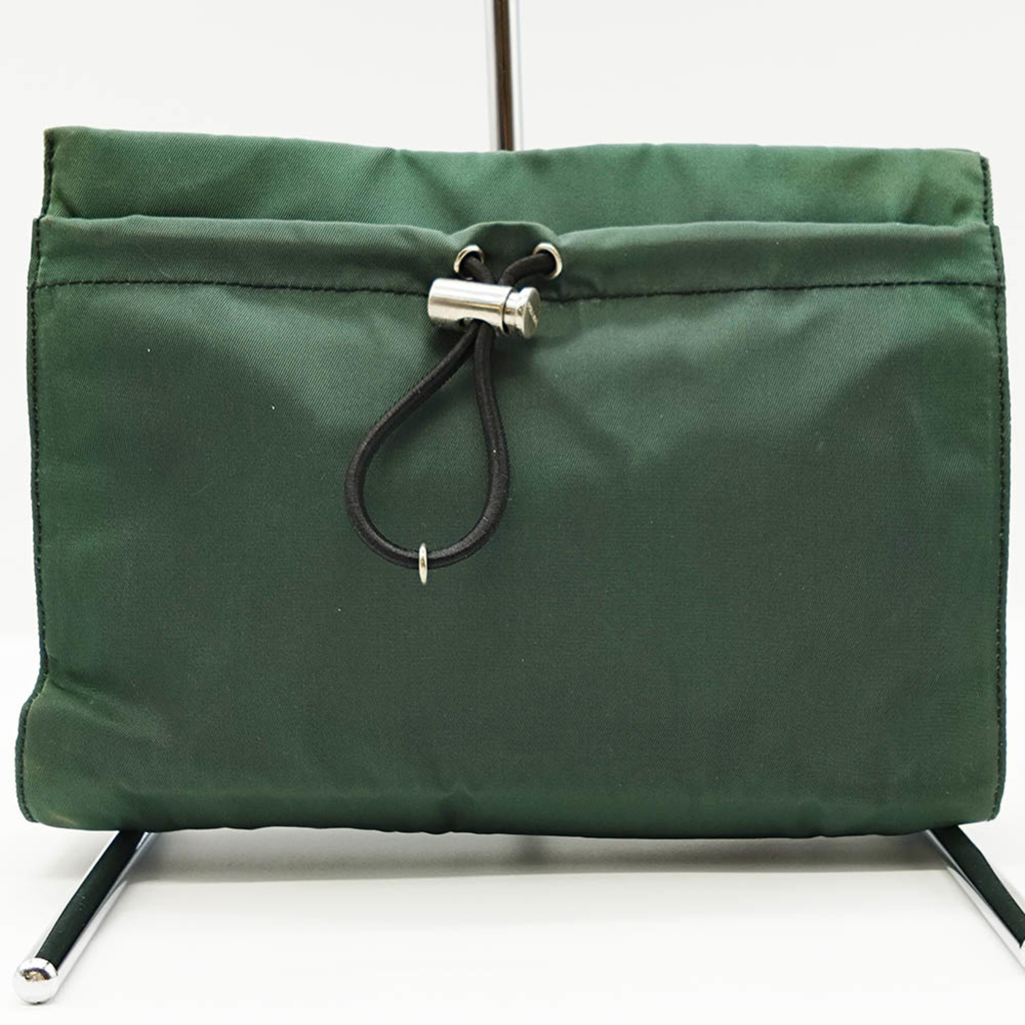 Prada pouch with velcro fastening, green nylon, triangle, for women, PRADA