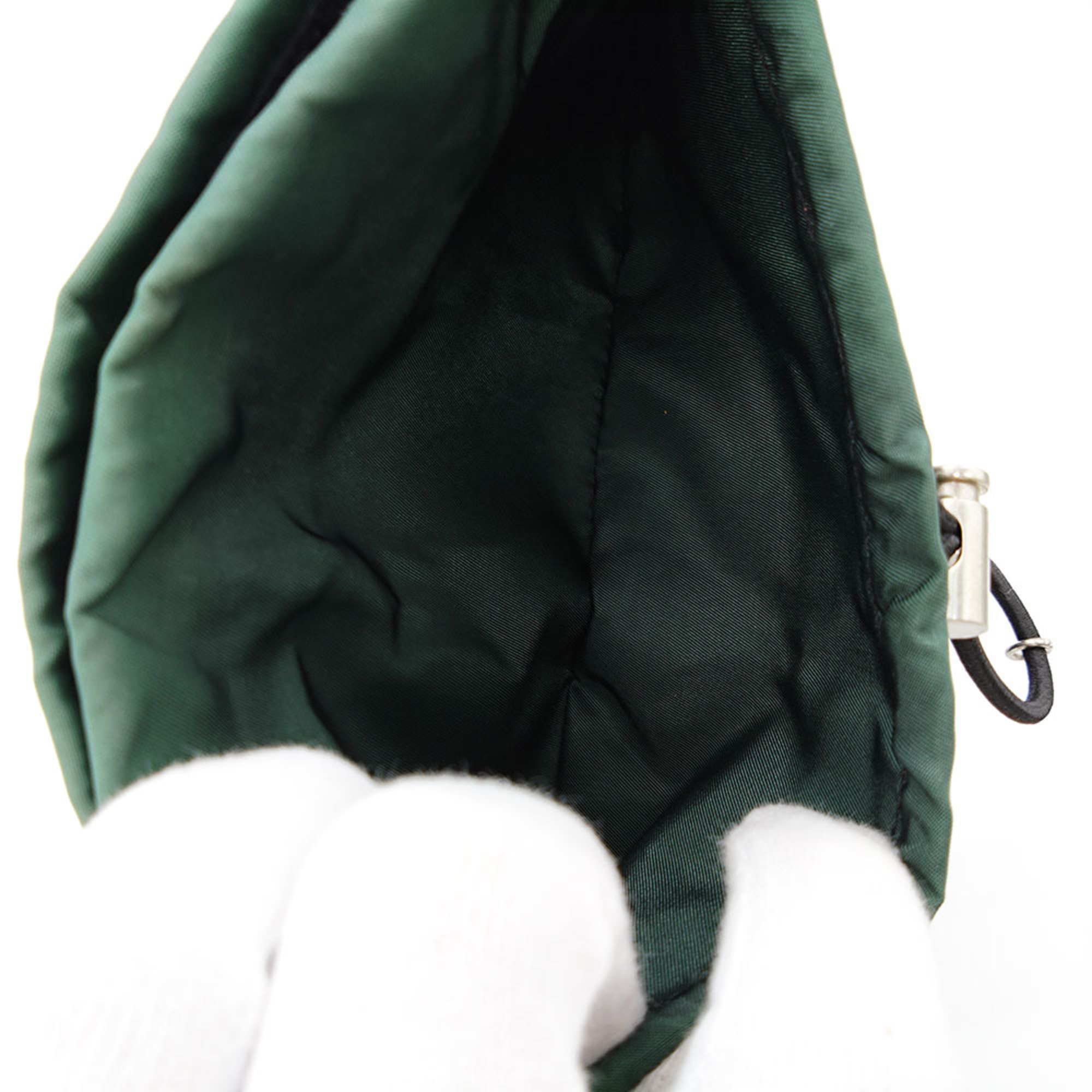 Prada pouch with velcro fastening, green nylon, triangle, for women, PRADA