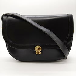 Christian Dior Shoulder Bag, Black Leather, Women's