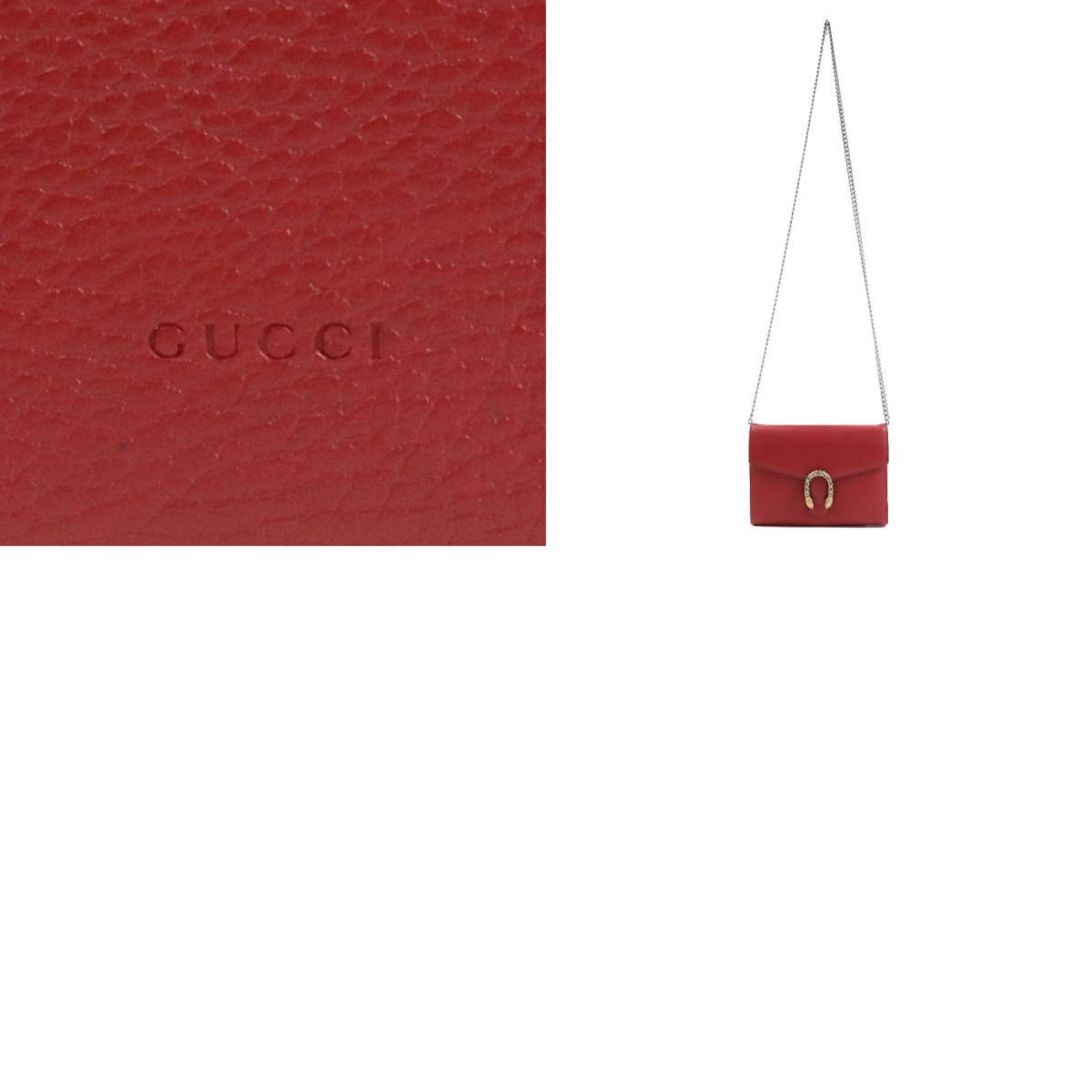 GUCCI Wallet Chain Dionysos Leather Dark Red Women's 401231 e58606a