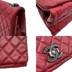 CHANEL Shoulder Bag Leather Red Women's z0763