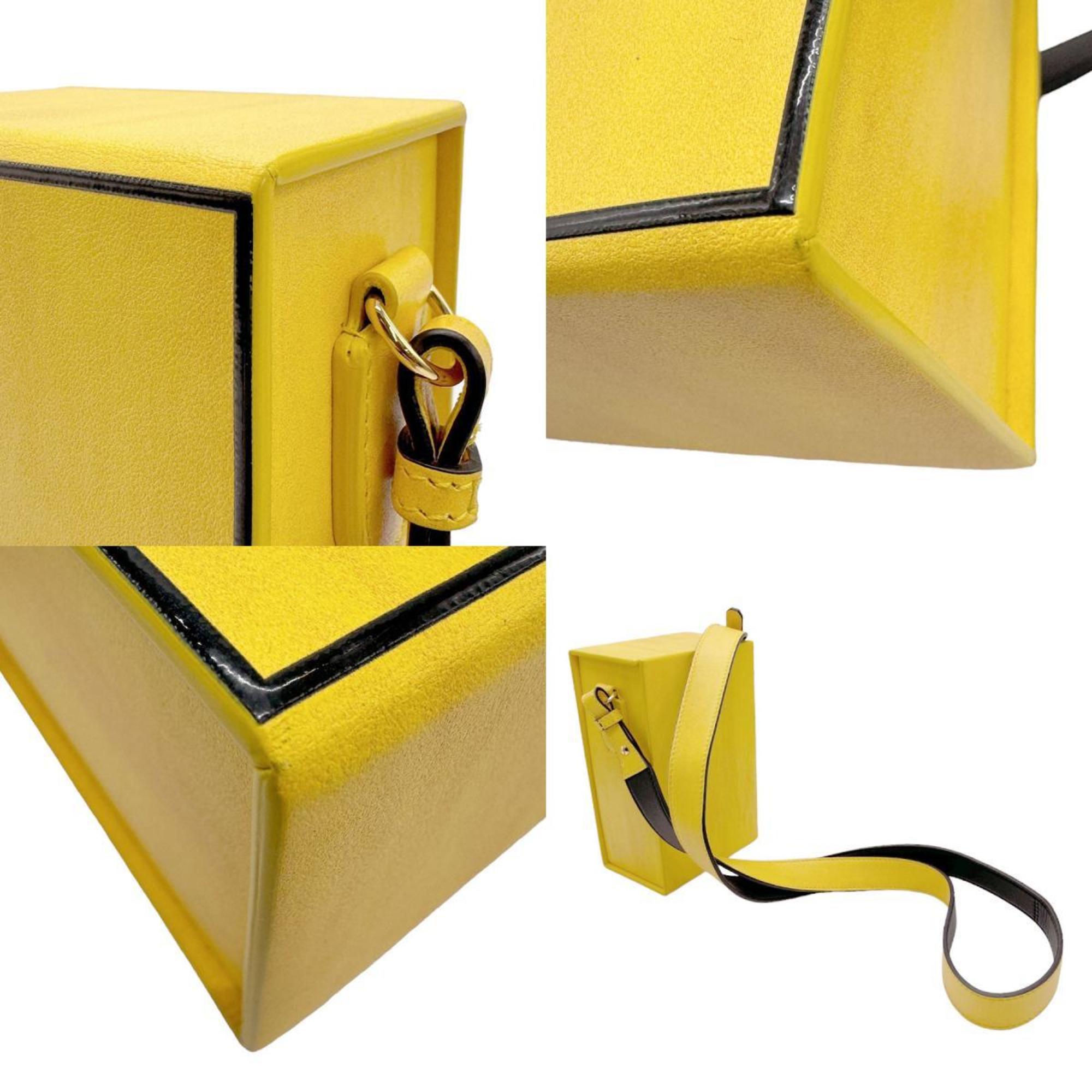 FENDI Shoulder Bag Box Leather Yellow Gold Men's z0816