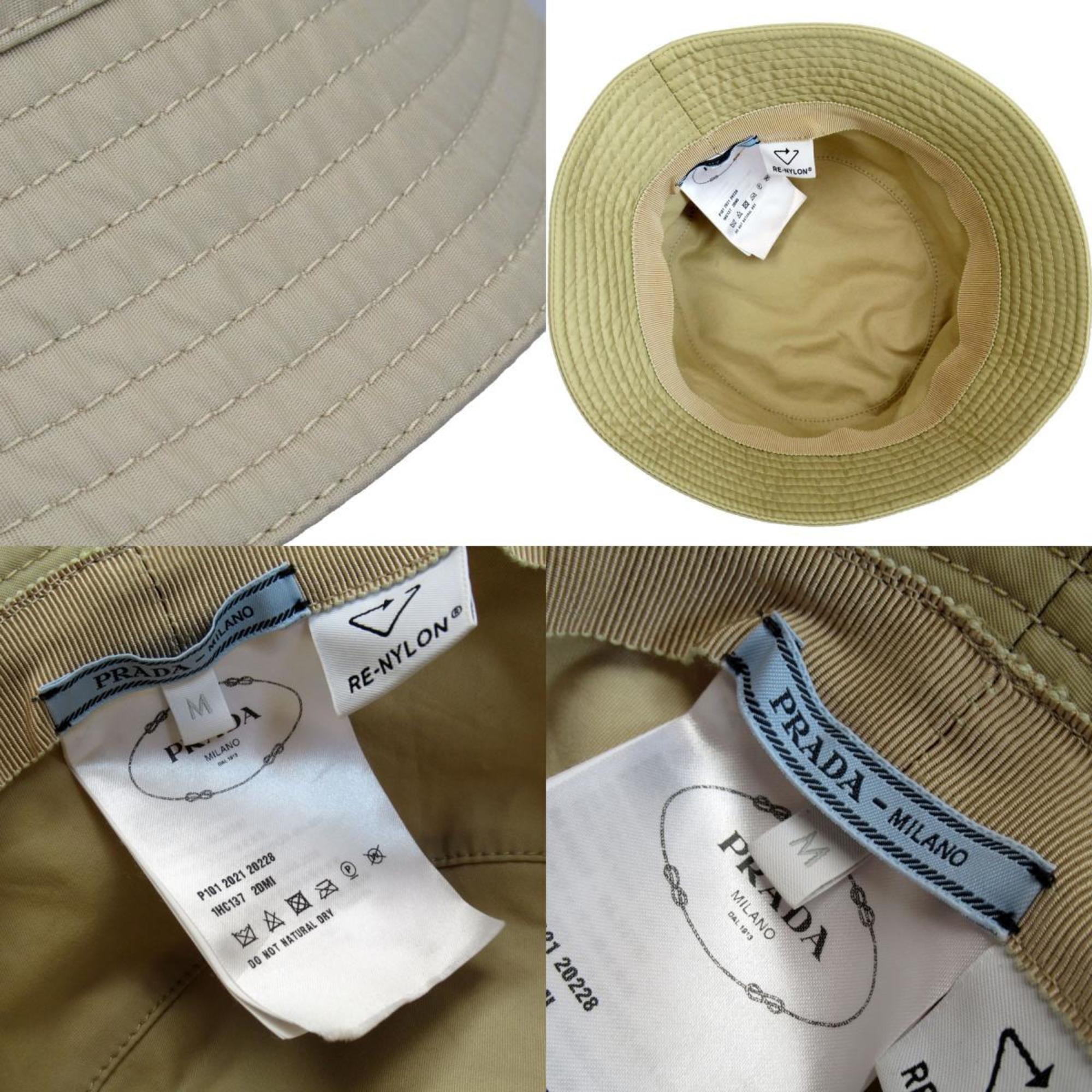 PRADA Hat Bucket Nylon Beige Silver Women's w0251i