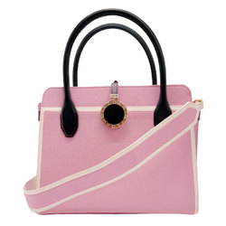 BVLGARI Handbag Shoulder Bag Leather Pink/Black Women's z0796