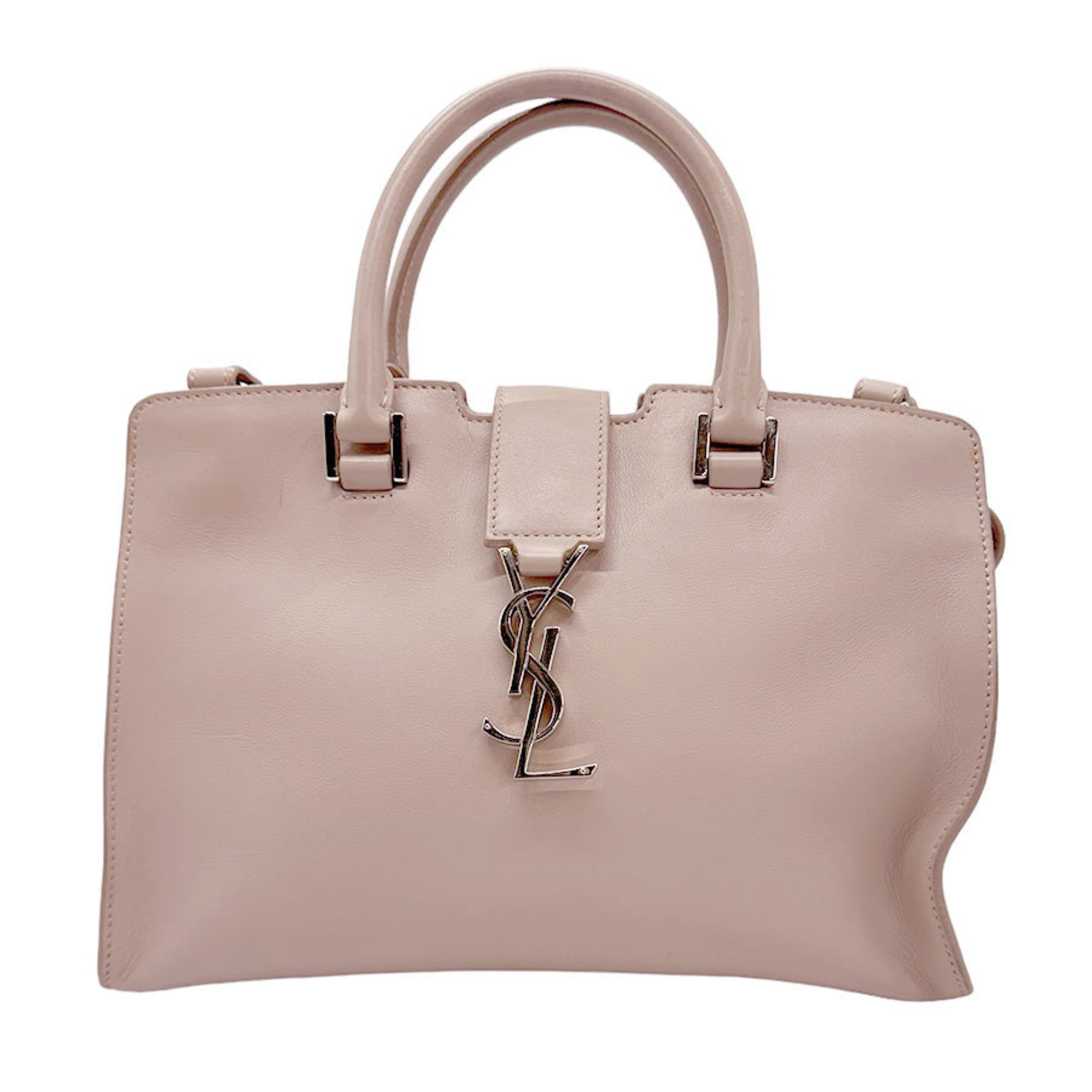 Saint Laurent SAINT LAURENT Handbag Shoulder Bag Baby Cabas Leather Light Pink Women's 424868 z0780