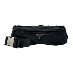 PRADA Body Bag Waist Nylon Black Silver Men's z0825