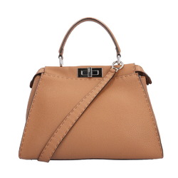 FENDI Peekaboo Selleria Shoulder Bag Leather 8BN290-00J-178-0501 Brown Women's
