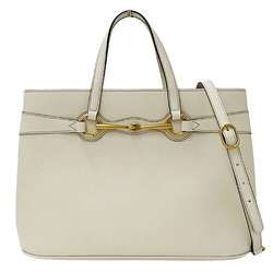 Gucci GUCCI Bag Women's Handbag Shoulder 2way Horsebit Leather Ivory 319795 White