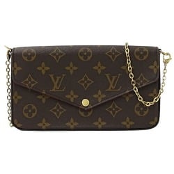 Louis Vuitton LOUIS VUITTON Bag Monogram Women's Shoulder Clutch Pouch 2way Pochette Felicie Fuchsia M81896 Brown Chain Compact