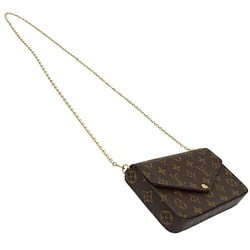 Louis Vuitton LOUIS VUITTON Bag Monogram Women's Shoulder Clutch Pouch 2way Pochette Felicie Fuchsia M81896 Brown Chain Compact