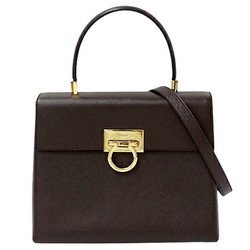 Salvatore Ferragamo Ferragamo Bag Women's Handbag Shoulder 2way Gancini Leather Dark Brown Compact