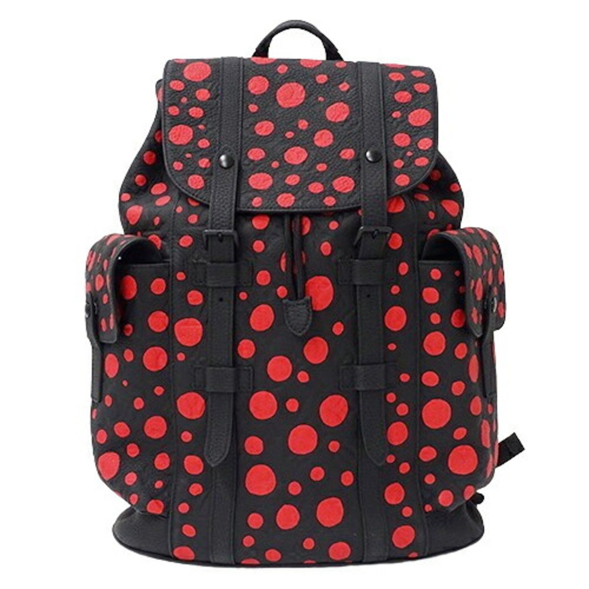 Louis Vuitton LOUIS VUITTON Bag LV YK Women's Men's Backpack Christopher MM Taurillon Monogram Leather Black Red M21978 Yayoi Kusama Collaboration 2023