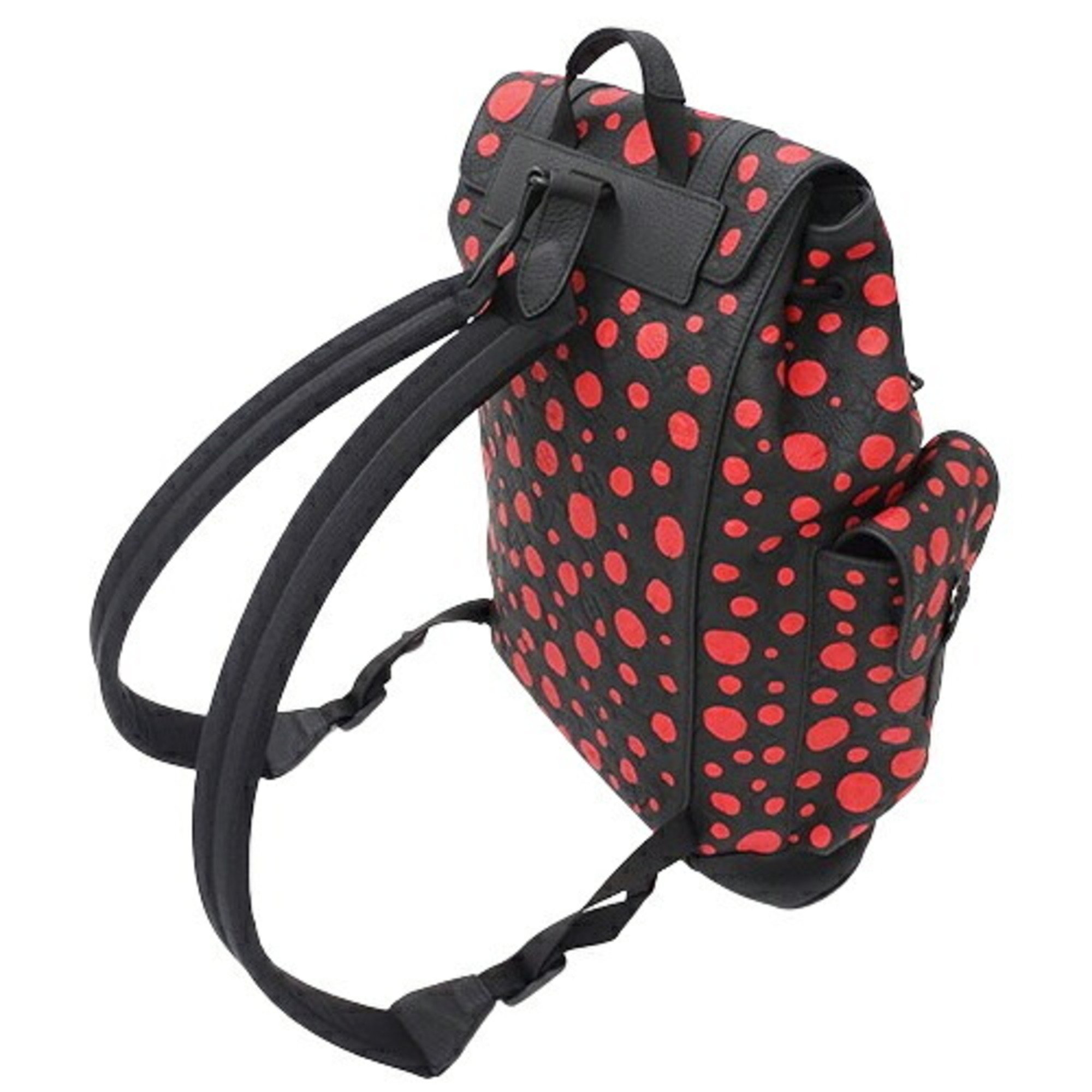 Louis Vuitton LOUIS VUITTON Bag LV YK Women's Men's Backpack Christopher MM Taurillon Monogram Leather Black Red M21978 Yayoi Kusama Collaboration 2023