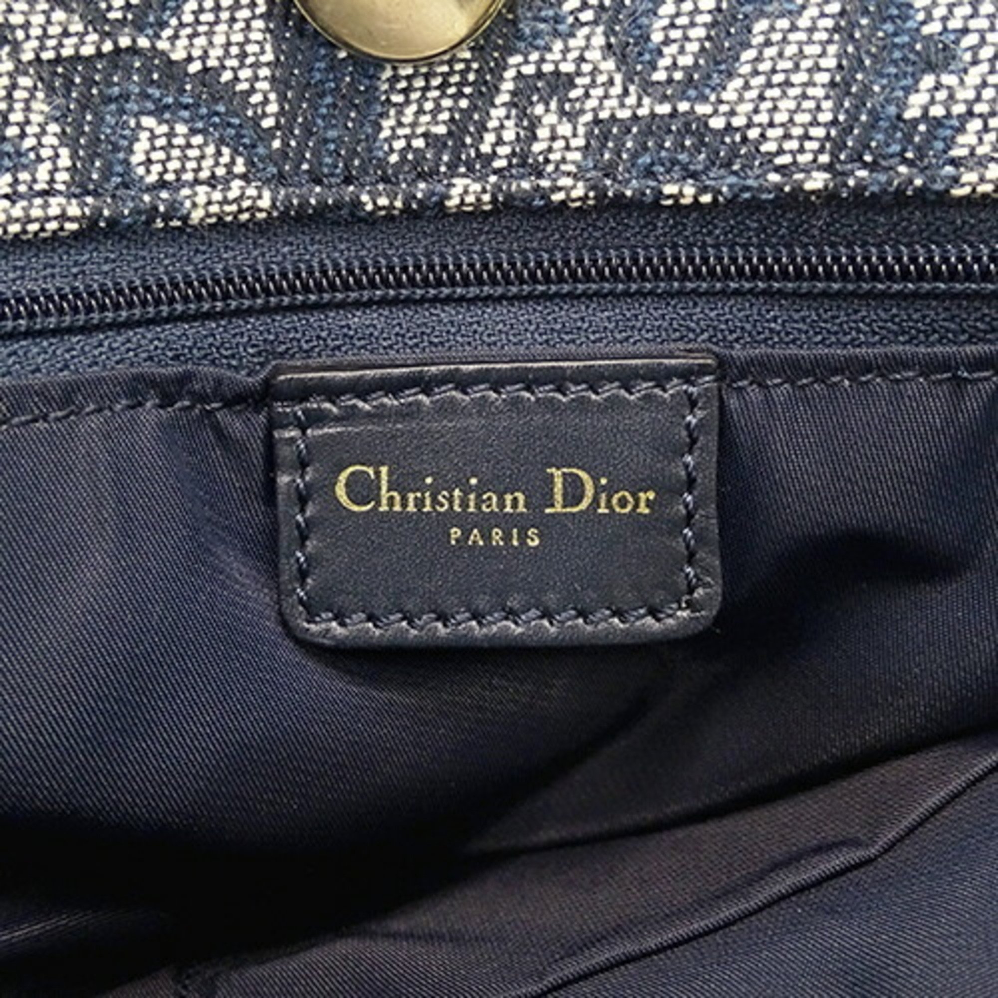 Christian Dior Dior Women's Tote Bag Trotter Jacquard Canvas Navy