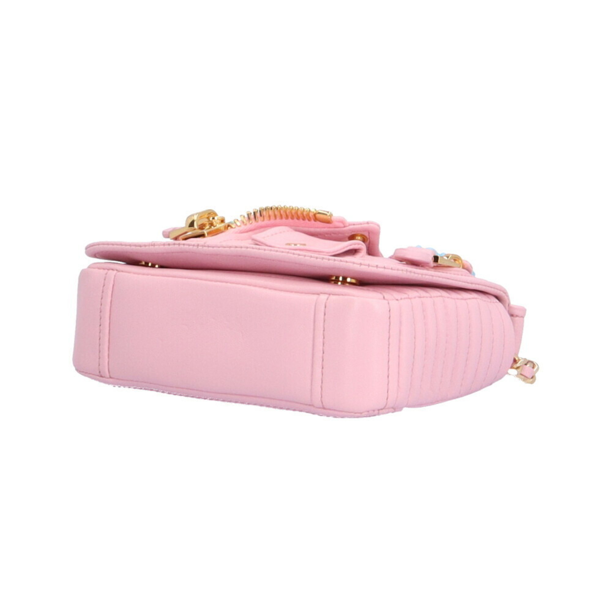 Moschino Biker Shoulder Bag Leather Pink Women MOSCHINO