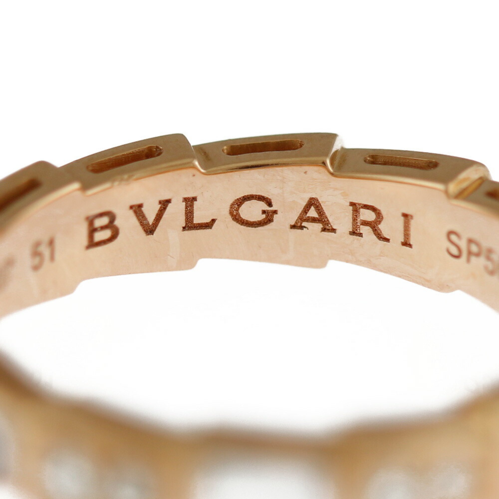 BVLGARI Serpenti Viper Ring, Size 10.5, 18K, Shell, Diamond, Women's,