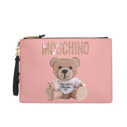 Moschino Clutch Bag Leather Pink Women's MOSCHINO