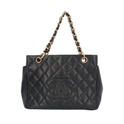 Chanel PST Tote Matelasse Shoulder Bag Caviar Skin A18004 Black Women's CHANEL Chain