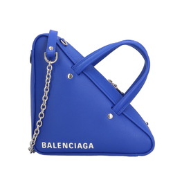 Balenciaga Triangle Duffle Shoulder Bag Leather Blue Women's BALENCIAGA