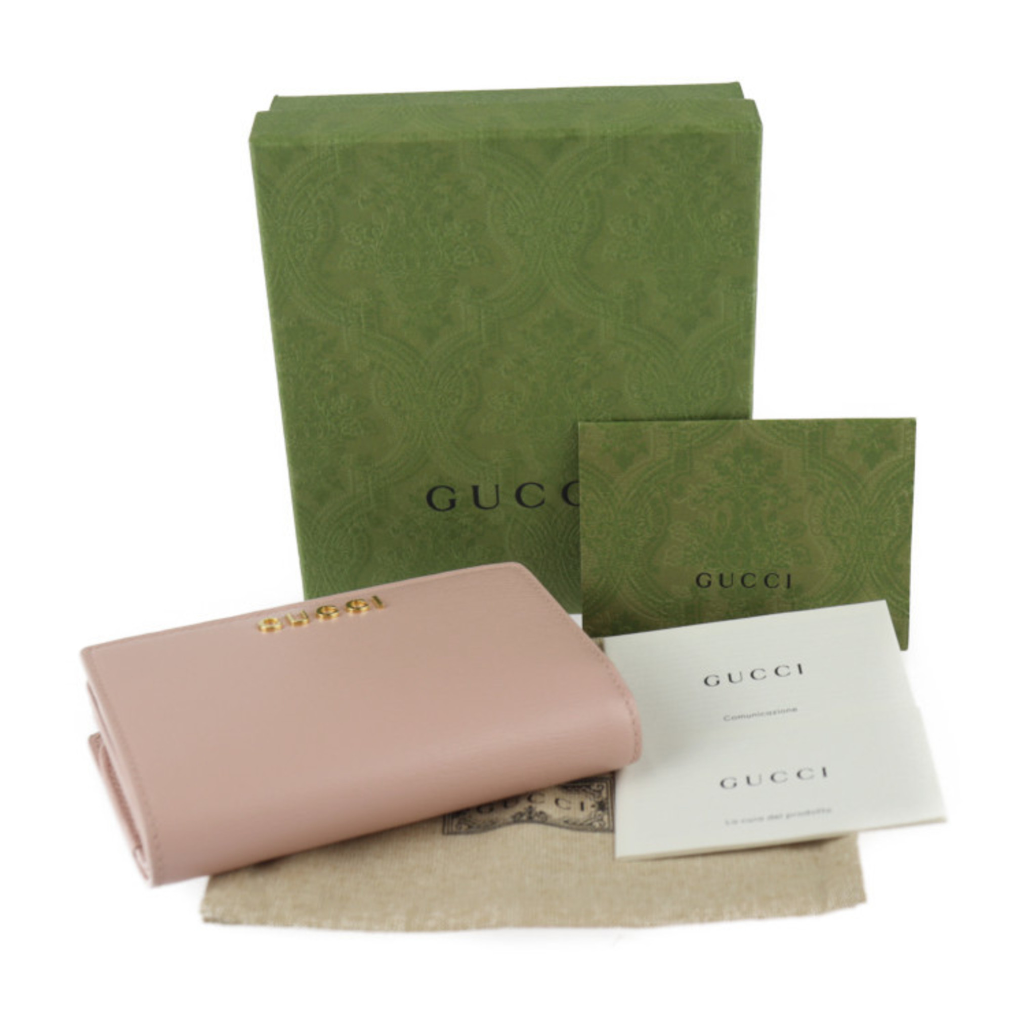 GUCCI Gucci Script Zip Around Wallet Bi-fold 772640 Leather Pink L-Shape