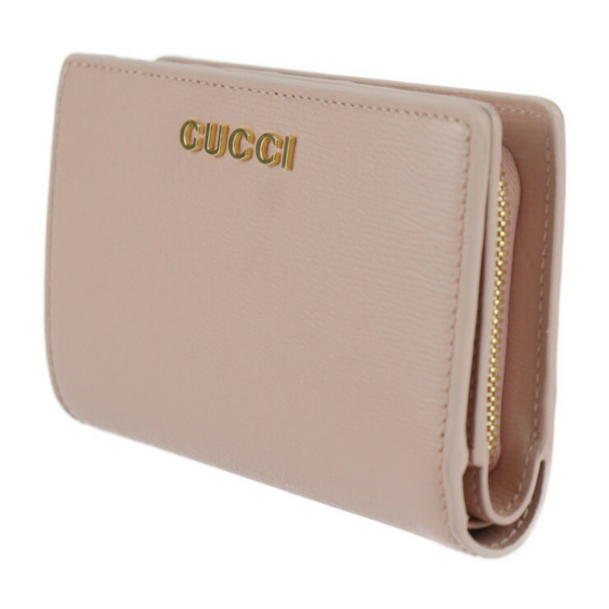 GUCCI Gucci Script Zip Around Wallet Bi-fold 772640 Leather Pink L-Shape