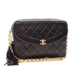 Chanel Chain Shoulder Bag Matelasse Women's Black Lambskin A02750 Coco Mark Tassel A211618