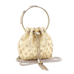Jimmy Choo Chain Shoulder Bag Micro Bon Women's Gold Metallic Nappa Leather Hand Studs Star 042169