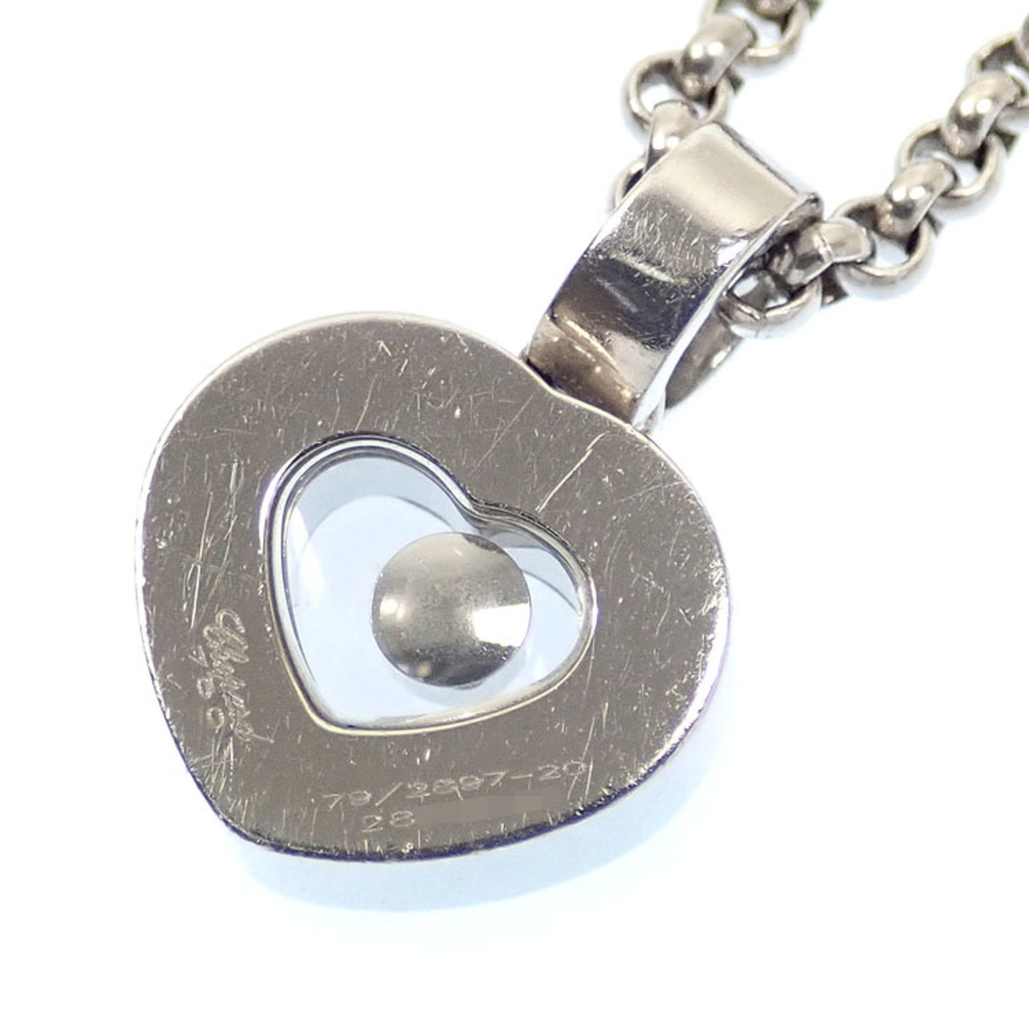 Chopard Happy Diamond Necklace for Women, K18WG, 12.5g, 18K White Gold, 750, Heart, A2231484