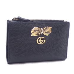 Gucci Bi-fold Wallet GG Marmont Women's Black Leather 5243002149 A2231540
