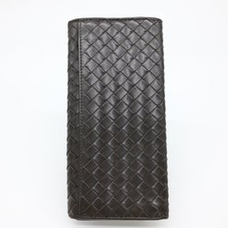 BOTTEGA VENETA Continental Wallet Billfold Intrecciato Dark Brown Leather 120697