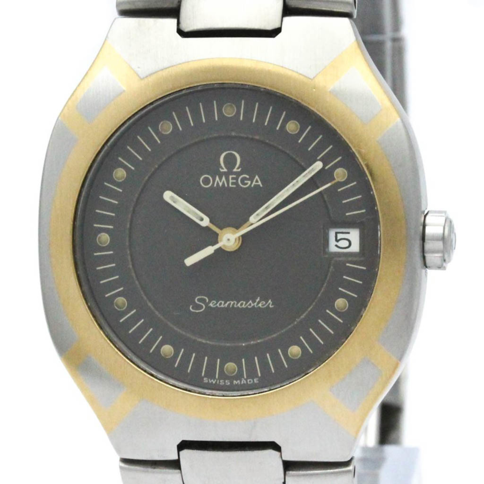 Polished OMEGA Seamaster Polaris 18K Gold Steel Mens Watch 396.1022 BF571631