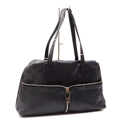 Fendi Zucca Unzipped Tote Bag Women's Black Leather 8BR623 Shoulder A211783