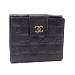 Chanel Bi-fold Wallet Icon Line Women's Black Leather A24212 Coco Mark A2231495