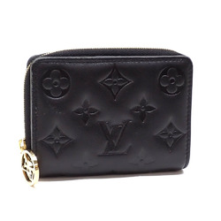 Louis Vuitton Bi-fold Wallet Portefeuille Lou Women's M81599 Noir Lamb Leather Monogram Embossed A211702