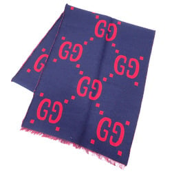 Gucci GG Jacquard Scarf Wool and Others Red Navy 495592 Women's Men's Unisex A211781