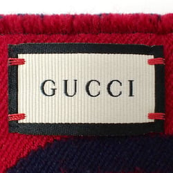 Gucci GG Jacquard Scarf Wool and Others Red Navy 495592 Women's Men's Unisex A211781