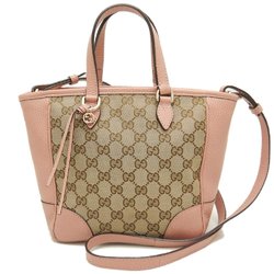 GUCCI 449241 Handbag GG Canvas x Leather Beige Pink Outlet 251681