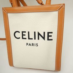 CELINE Vertical Cabas 193302BNZ02NT Tote Bag Linen x Calf Natural Tan 251652