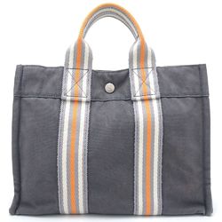 HERMES Hermes Foult Tote PM Handbag Canvas Gray Orange 351185