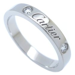 CARTIER Cartier Engraved Ring 2P Diamond #52 C de Wedding B4077800 Pt950 Platinum 291680