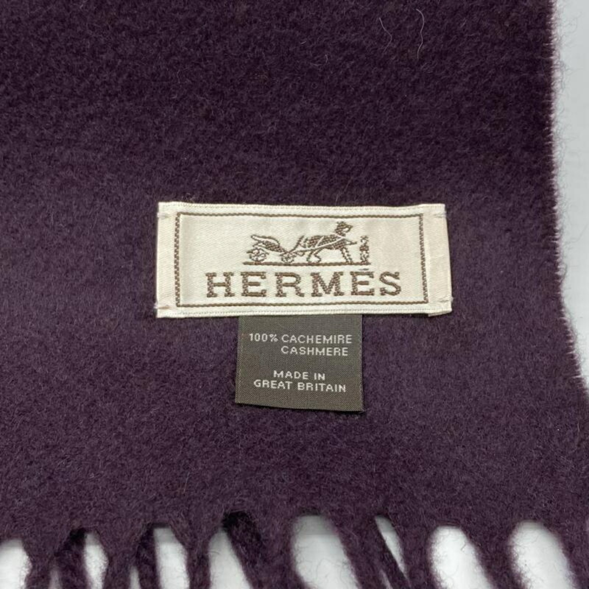 HERMES Cashmere Scarf Purple Hermes