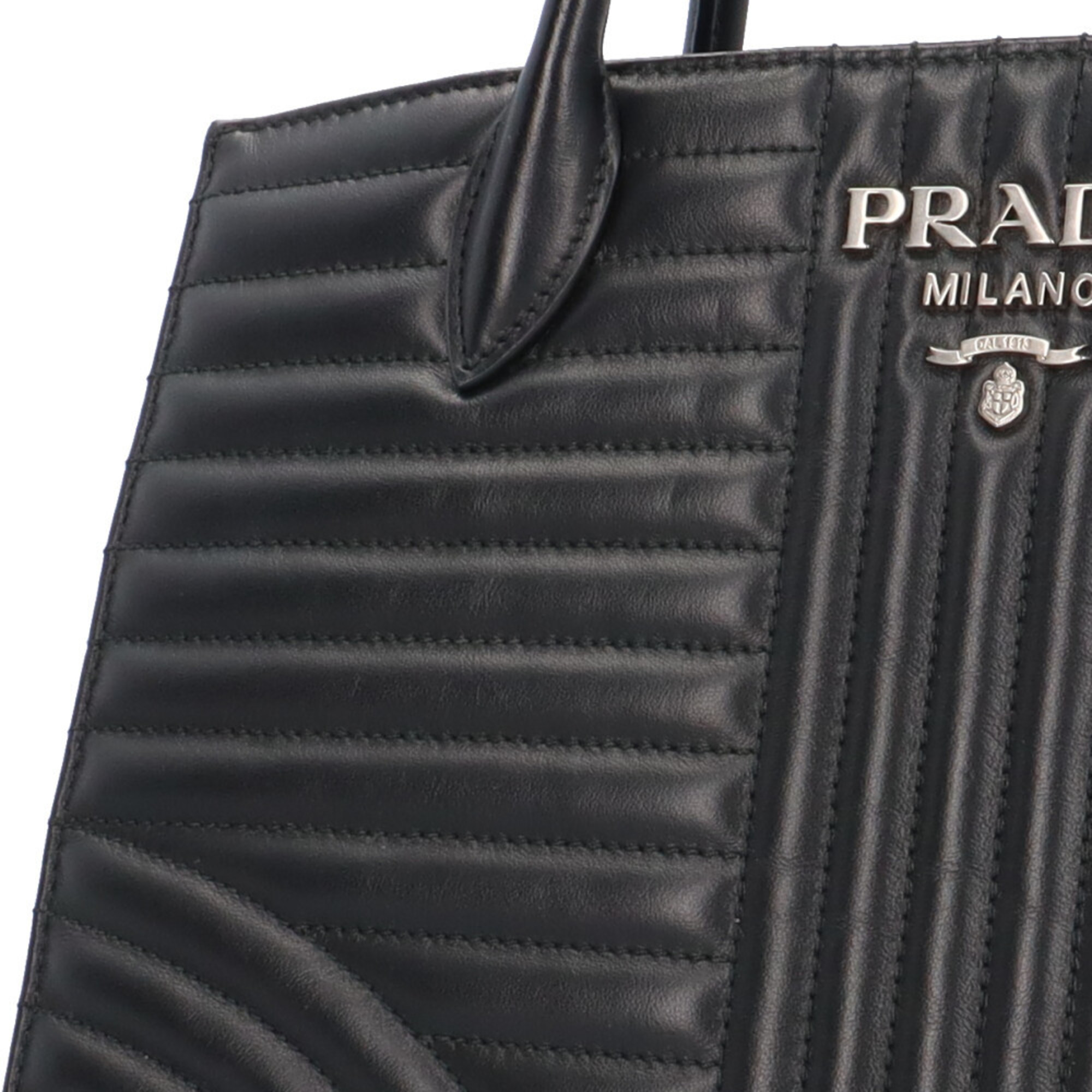 Prada Diagram Shoulder Bag Leather Black Women's PRADA