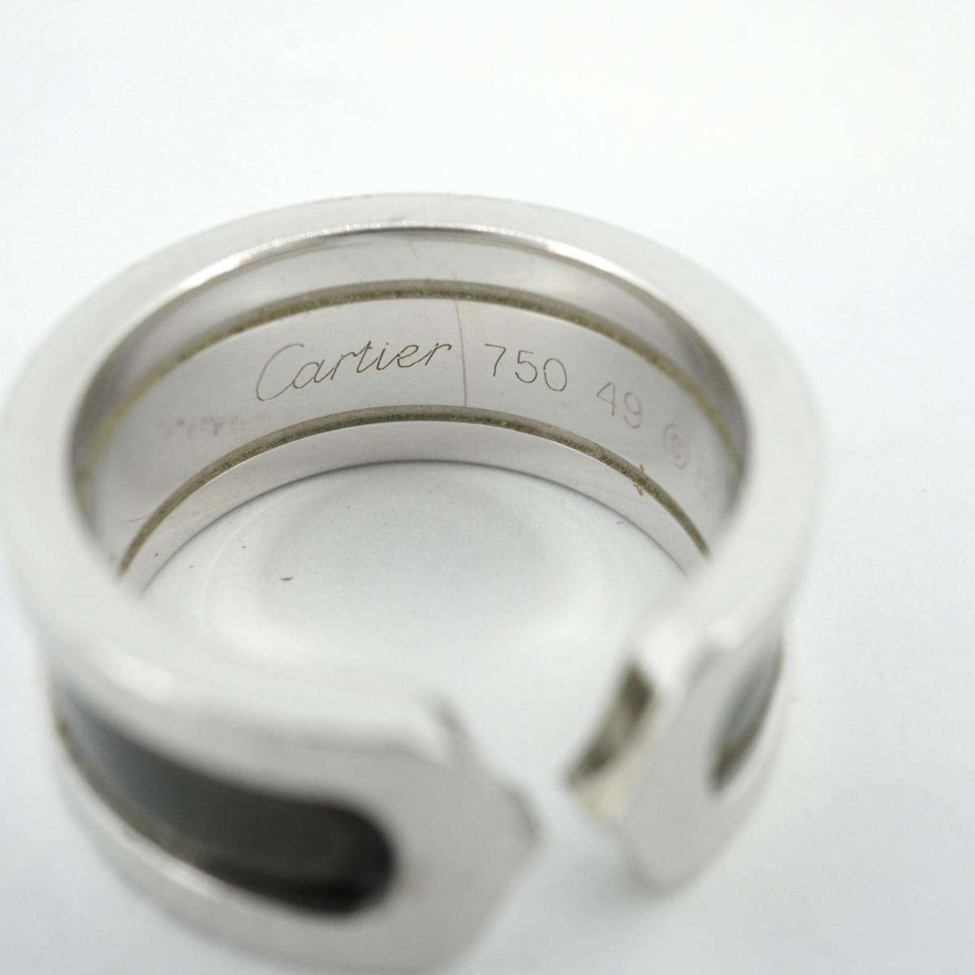 Cartier Ring 2C K18WG White Gold Black Lacquer Men's Women's