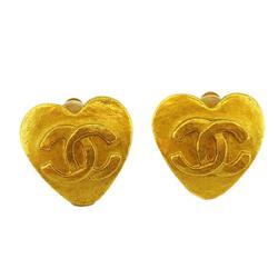 Chanel Earrings Coco Mark Heart Motif GP Plated Gold 95P Women's