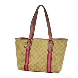 Gucci Tote Bag GG Canvas 137396 Leather Pink Beige Women's
