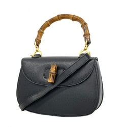 Gucci Bamboo Handbag 00020460633 Leather Black Women's