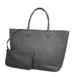 Gucci Tote Bag Jumbo GG 726755 Leather Black Women's