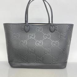 Gucci Tote Bag Jumbo GG 726755 Leather Black Women's